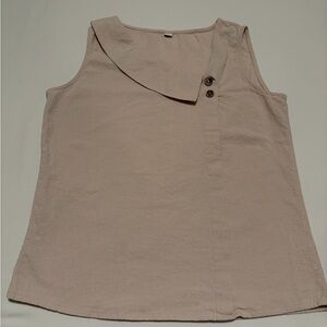Women's Sleeveless Beige Top with elegant collar